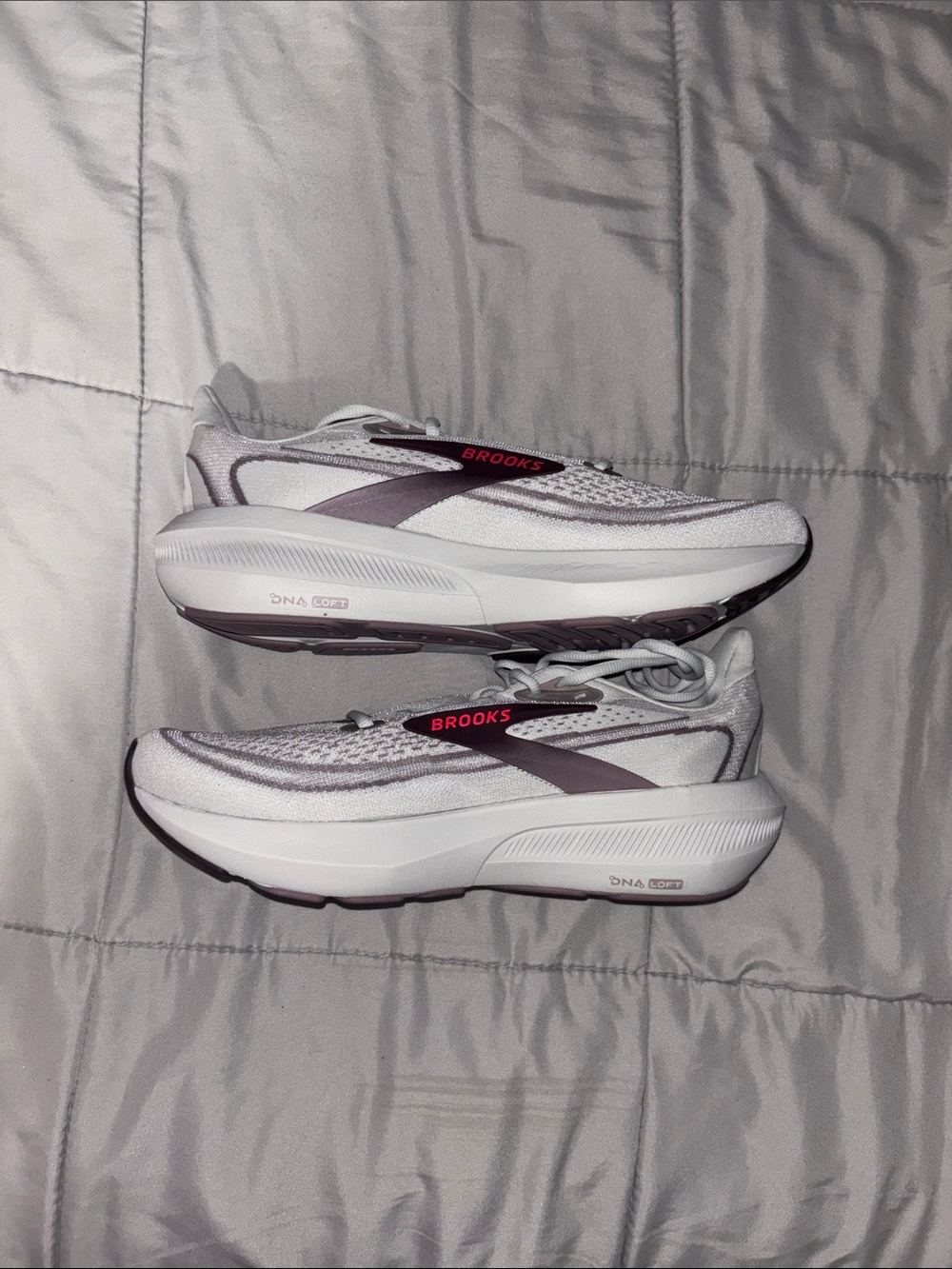 Brooks White Sneakers with Mauve Accents